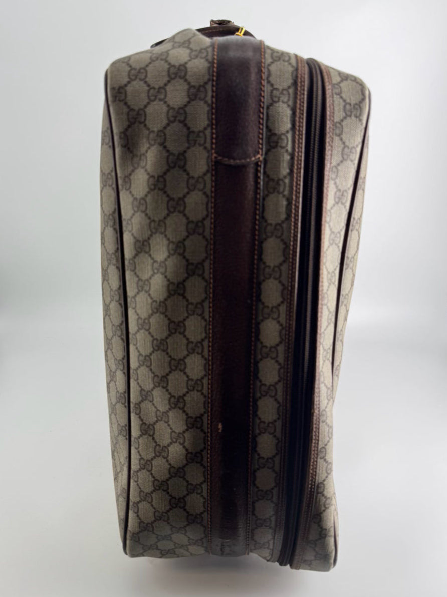 VINTAGE GUCCI Coated Canvas Brown Logo Luggage