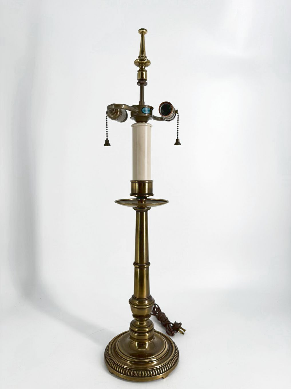 STIFFEL Brass Candlestick Lamp w/ Pull Chain & No Shade