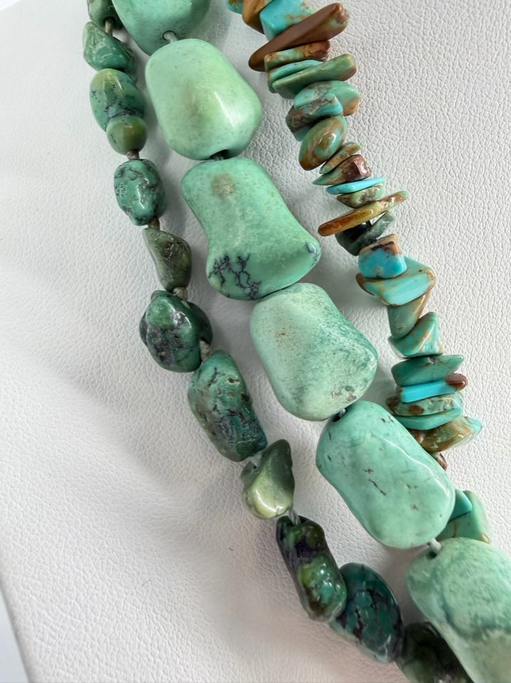 Blue & Green Turquoise 3 Strand Necklace