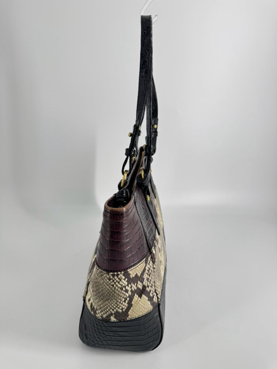 BRAHMIN Black & Brown Embossed Leather Purse