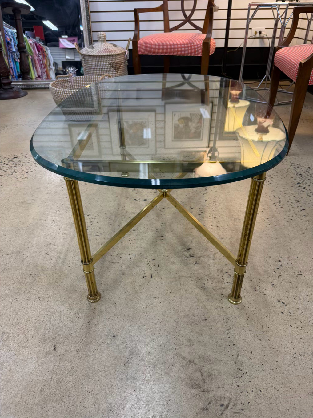 Brass & Glass Oval Coffee Table