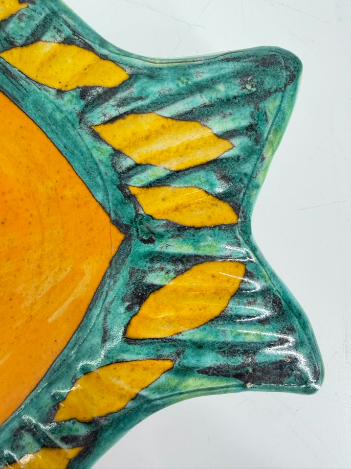 DESIMONE Red, Green & Gold Pottery Fish Platter