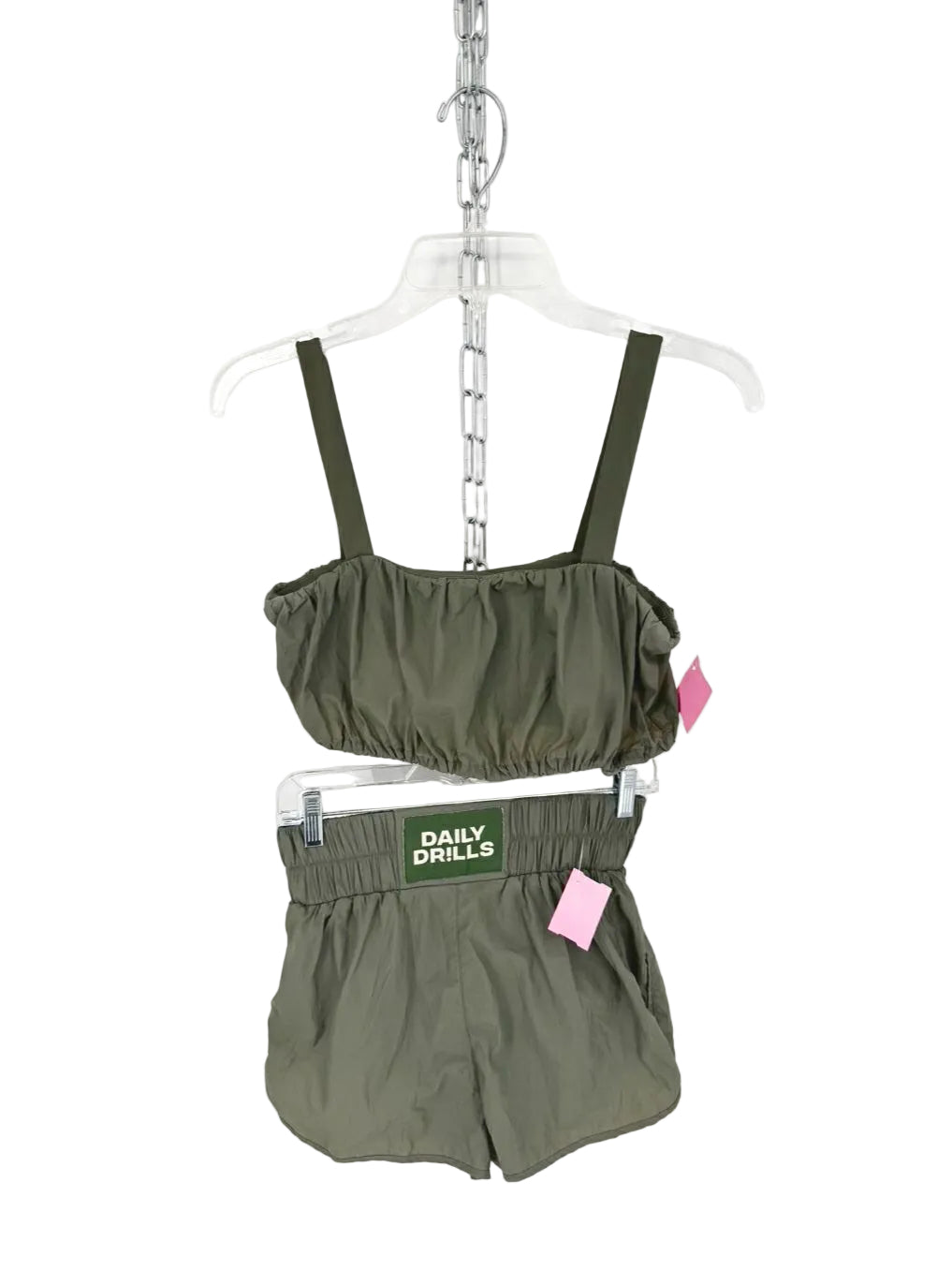 DAILY DRILLS Wmn's Size XS/M Olive Shorts 2 Piece Set