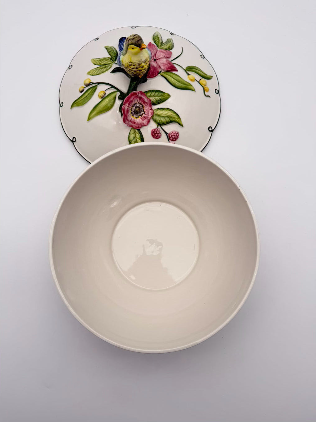 VIETRI White, Green & Pink Ceramic Paradiso Tureen