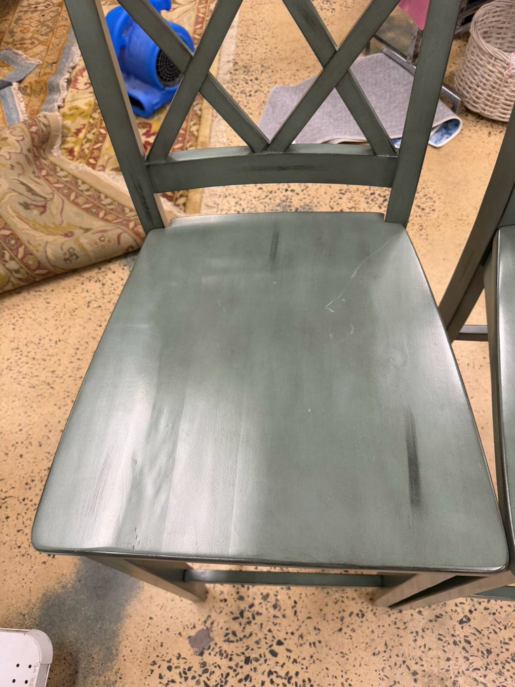 Aqua Wood Pair Of Bar Stools