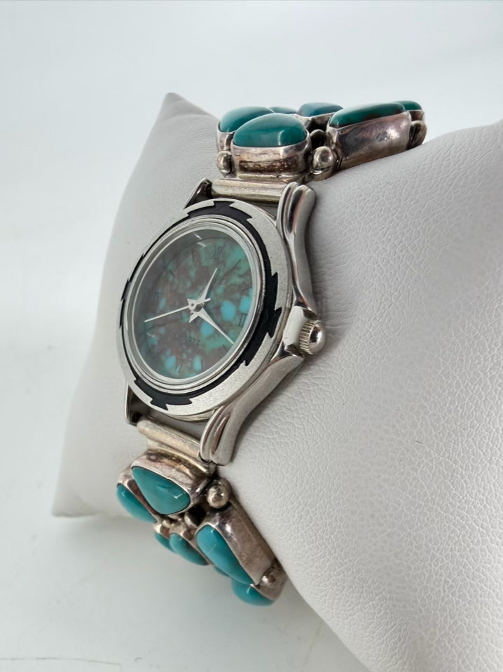 STERLING SILVER Blue Kingman Turquoise Watch
