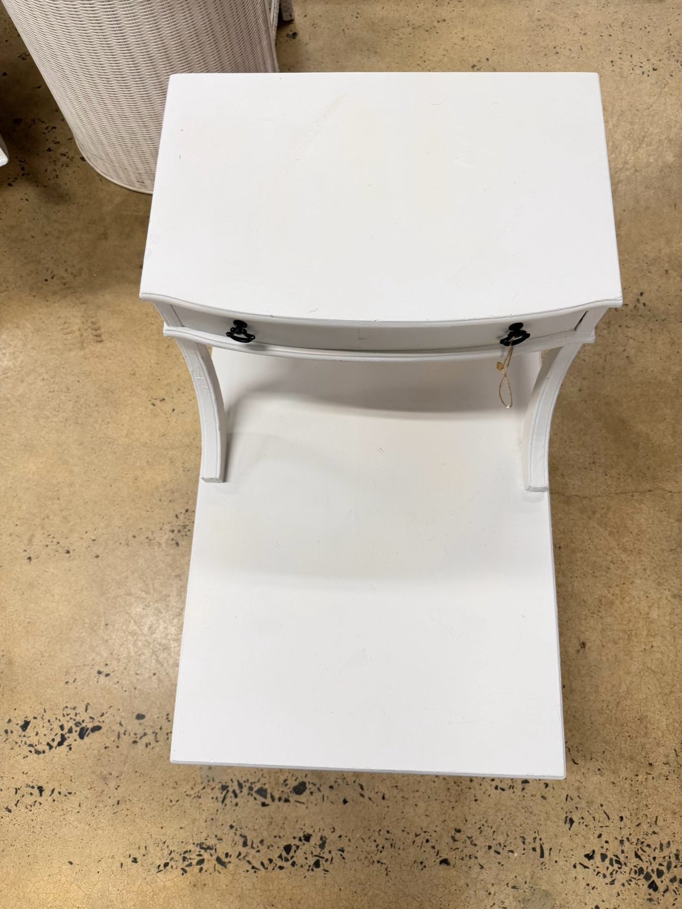 White Walnut Painted End Table w/ Drawer
