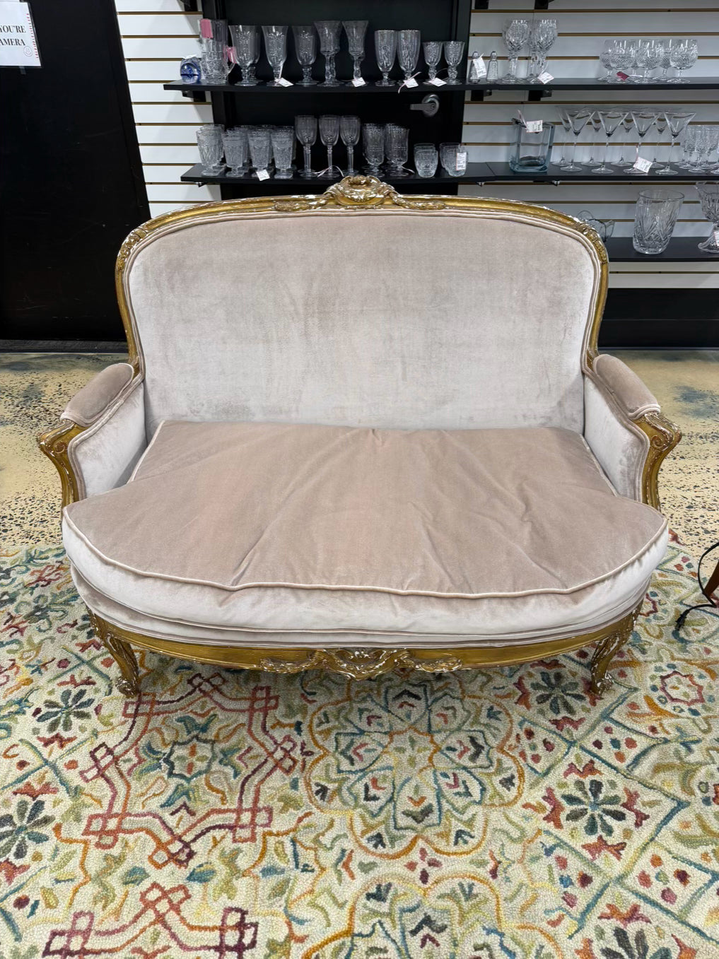 Gold French Louis XV Wood Carved Sofa