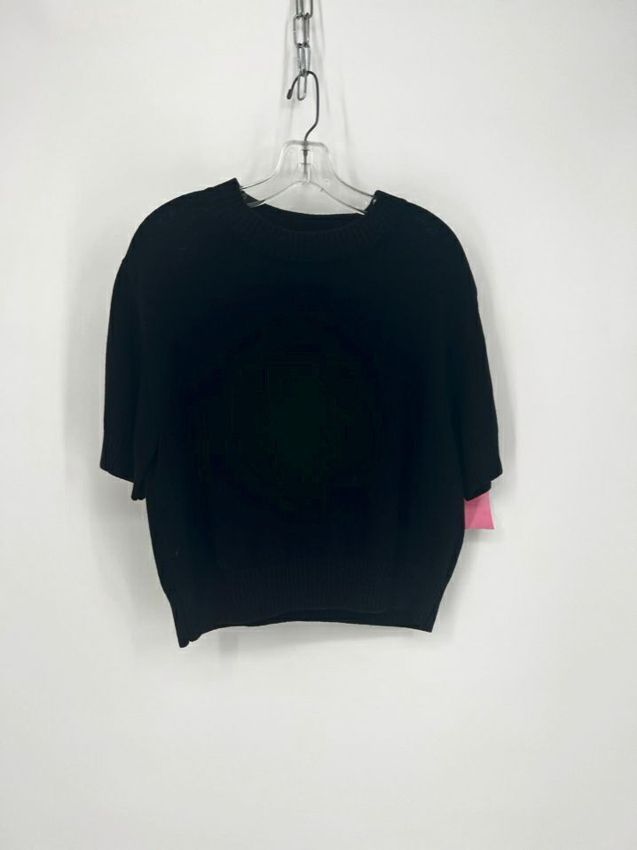 ST JOHN BASICS Size L Black Knit Short Sleeve Sweater