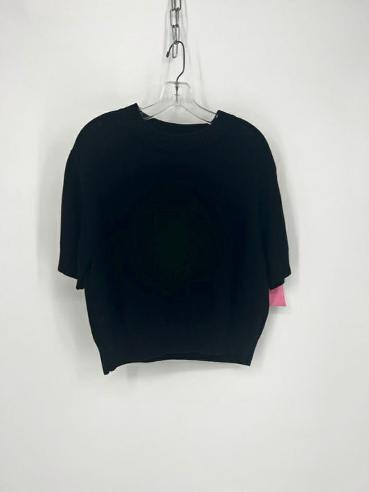 ST JOHN BASICS Size L Black Knit Short Sleeve Sweater
