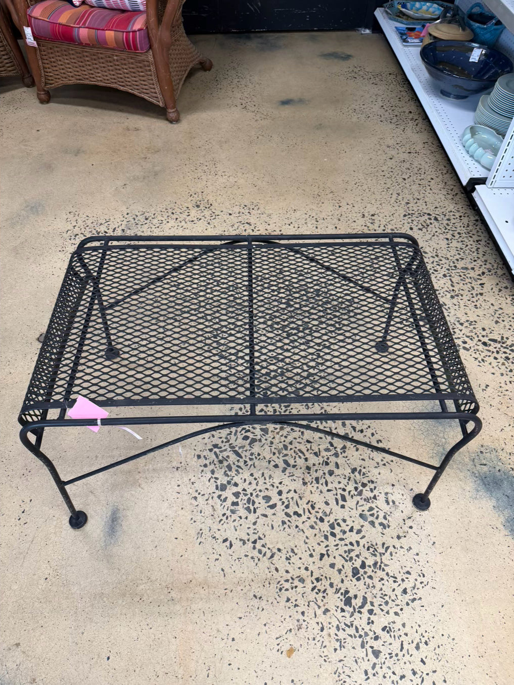 VINTAGE Black Wrought Iron Outdoor Coffee Table