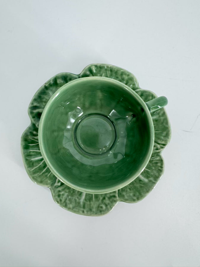 BORDALLO PINHEIRO Green Cabbage Leaf Set of 4 Cups & Saucers