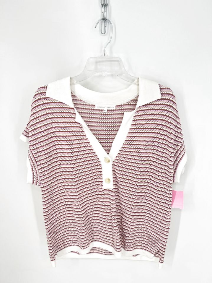 MELISSA NEPTON Size M Lavender & Cream Mesh Knit Top