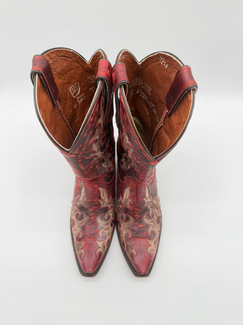 DAN POST WMNS Size 8 Red & Cream Leather Boots