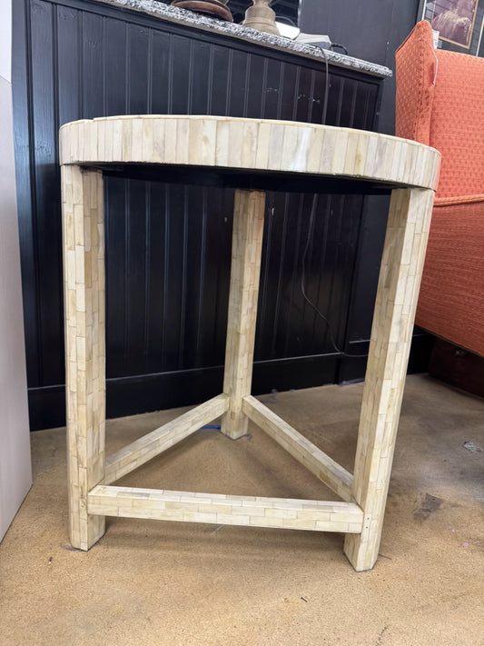 Cream Bone Inlay Round Occasional Table