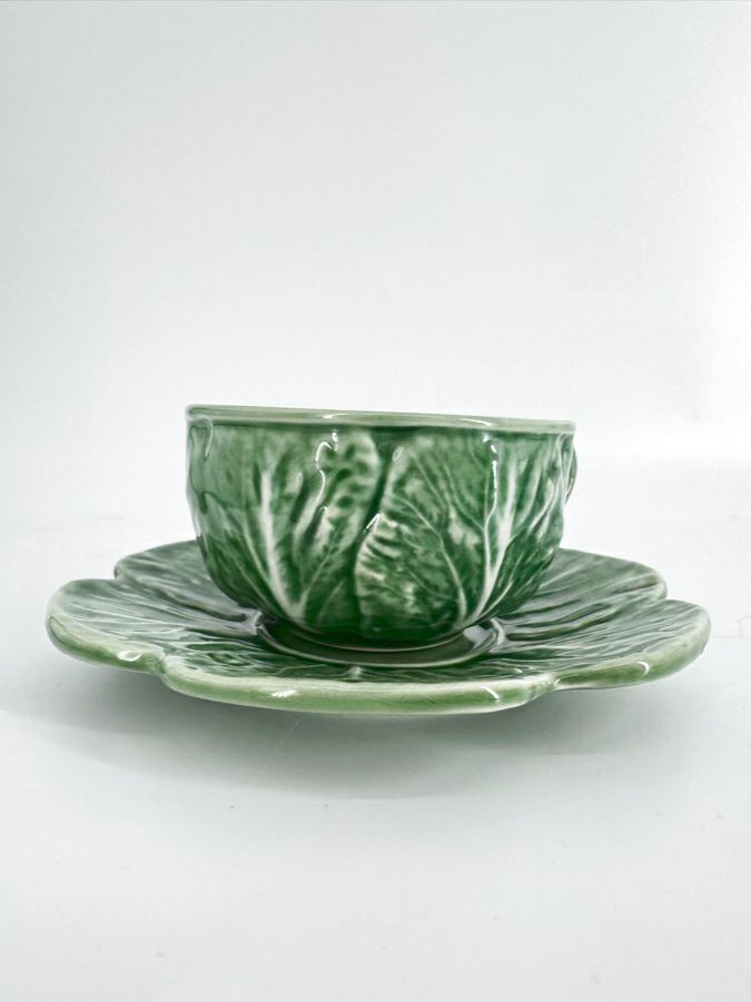 BORDALLO PINHEIRO Green Cabbage Leaf Set of 4 Cups & Saucers