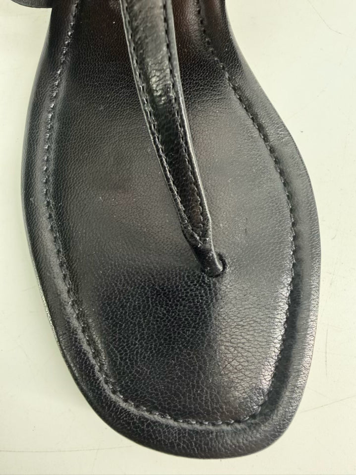 TORY BURCH Size 7 Black Leather Sandals