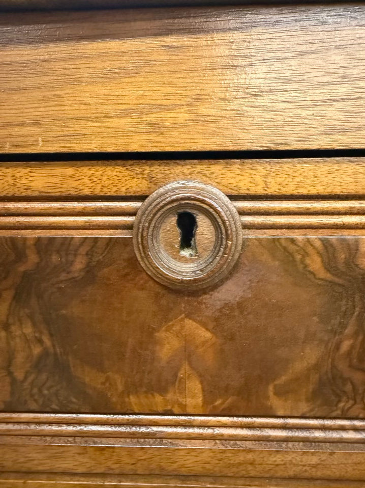ANTIQUE Dark Wood & Marble 3 Drawer Chest