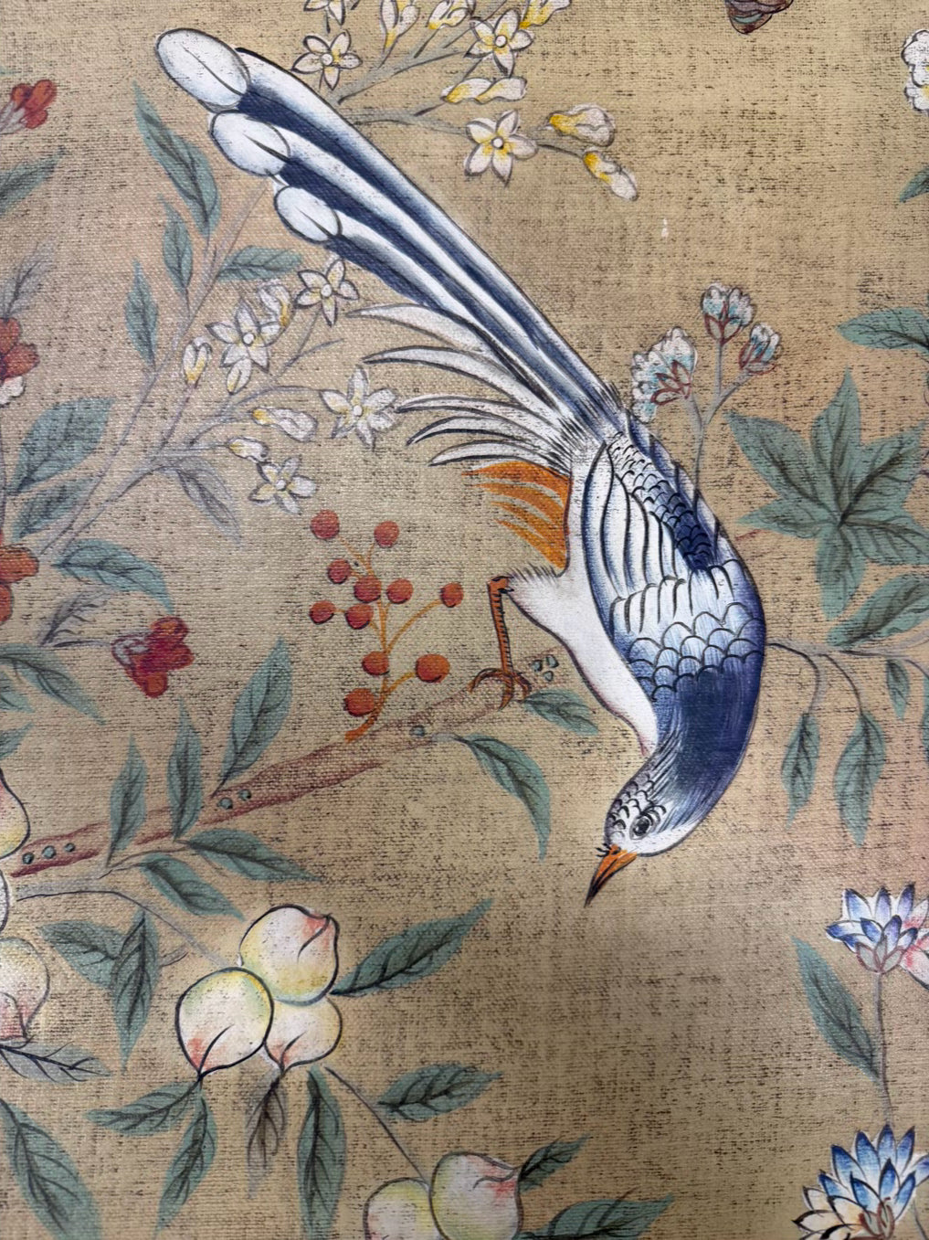 Black & Cream Chinoiserie Wood Birds & Flowers Coffee Table