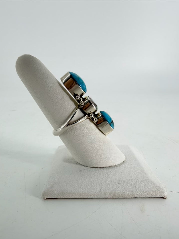 RUNNING BEAR STERLING SILVER Turquoise Look Oval Ring
