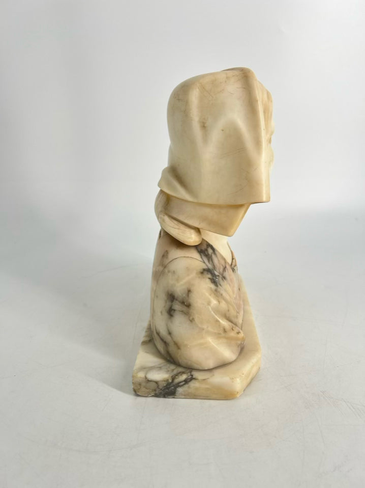 Cream Alabaster Carved Joan of Arc Bust