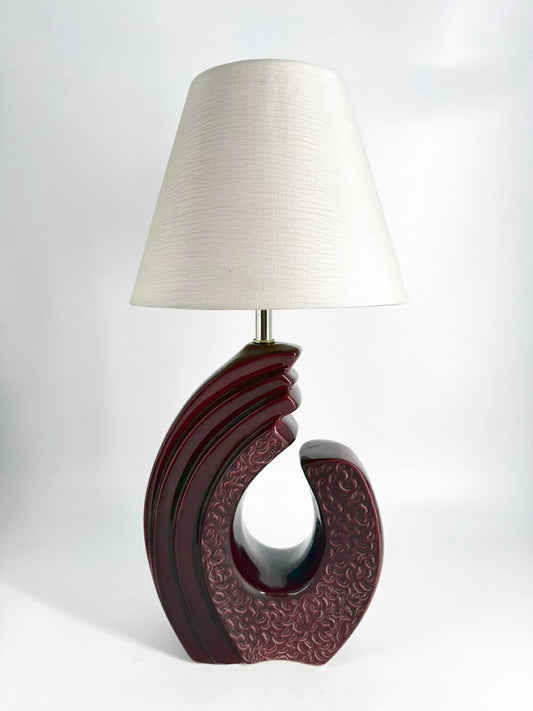 VINTAGE Purple Ceramic Lamp w/ Shade