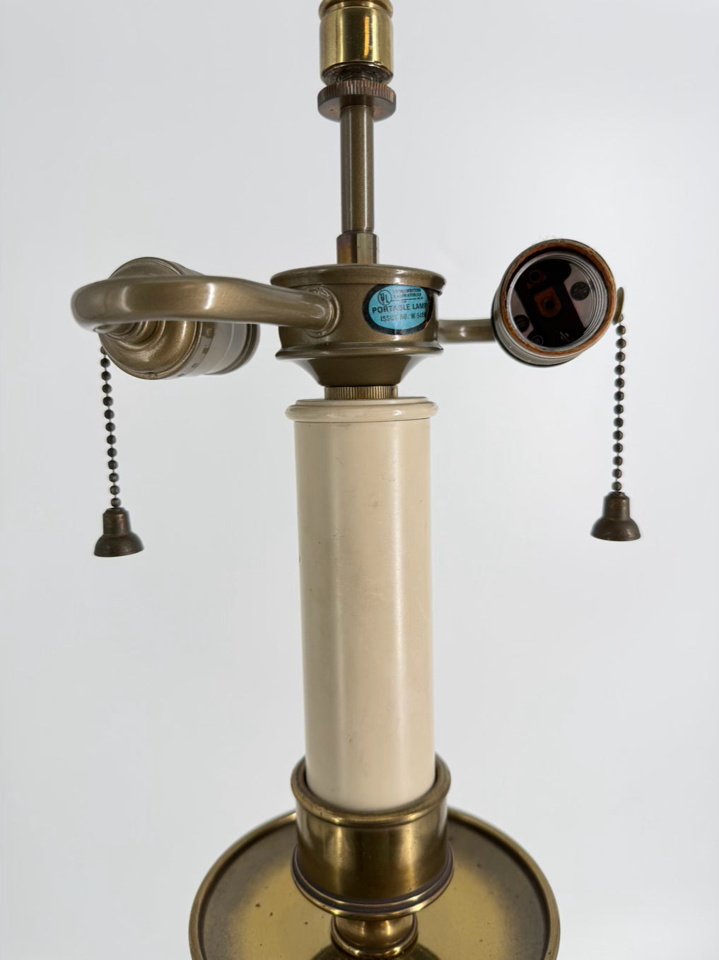 STIFFEL Brass Candlestick Lamp w/ Pull Chain & No Shade