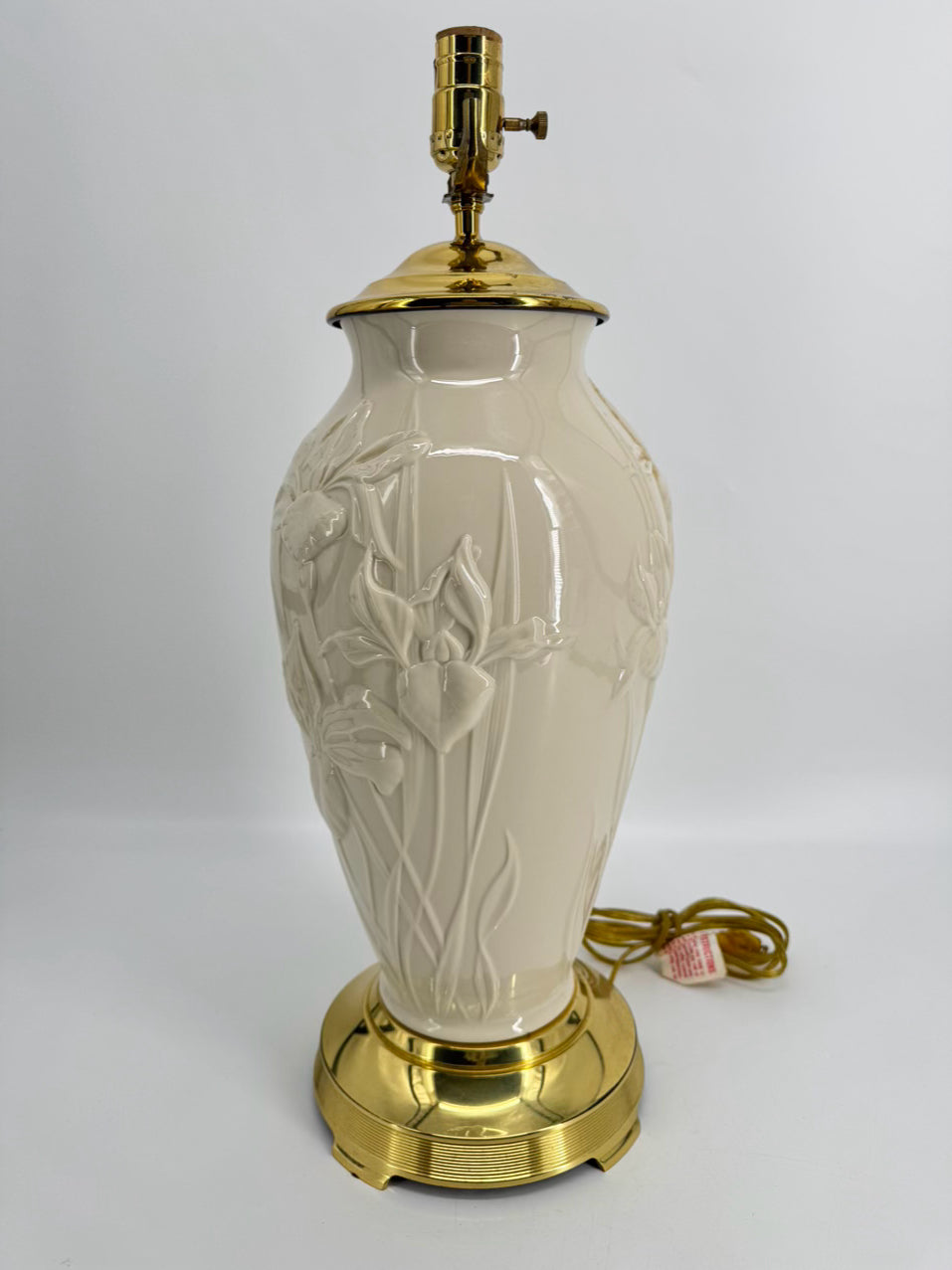 LENOX Cream Porcelain Raised Flower Design Lamp