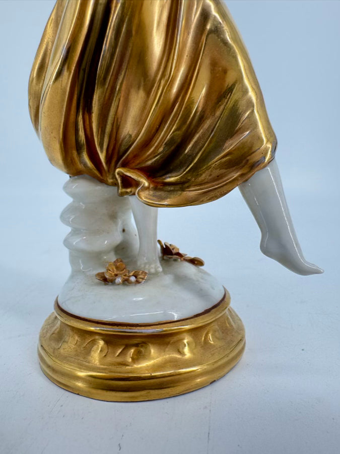 ERNST BOHNE & SOHNE Gold & White Dancing Lady Figurine