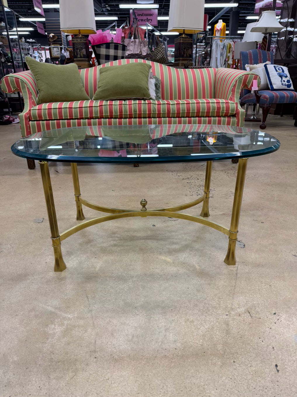 Brass & Glass Oval Coffee Table