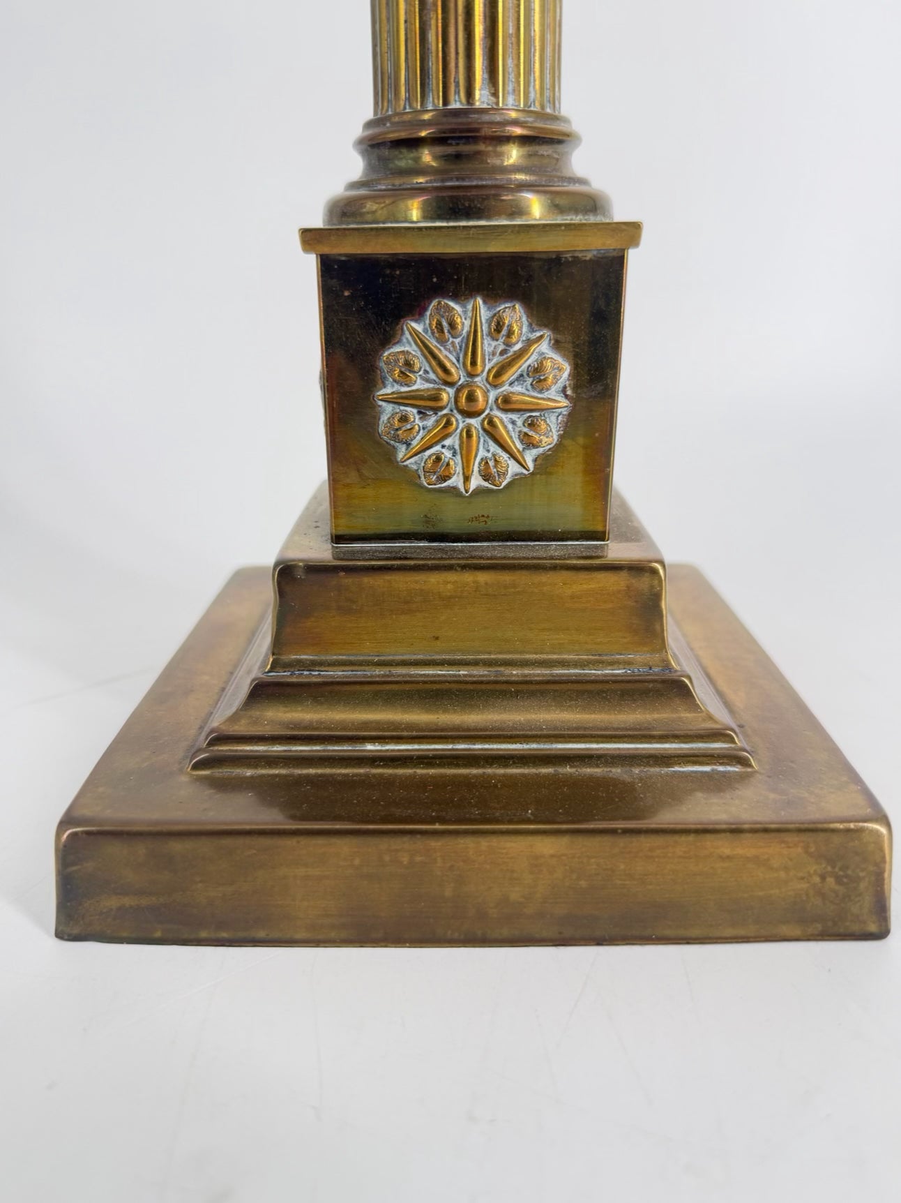 VINTAGE Glass & Brass Column Lamp w/ Shade