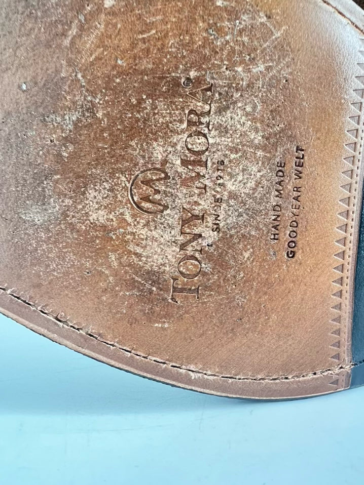 TONY MORA Size 44 Cognac Leather Cowboy Boots