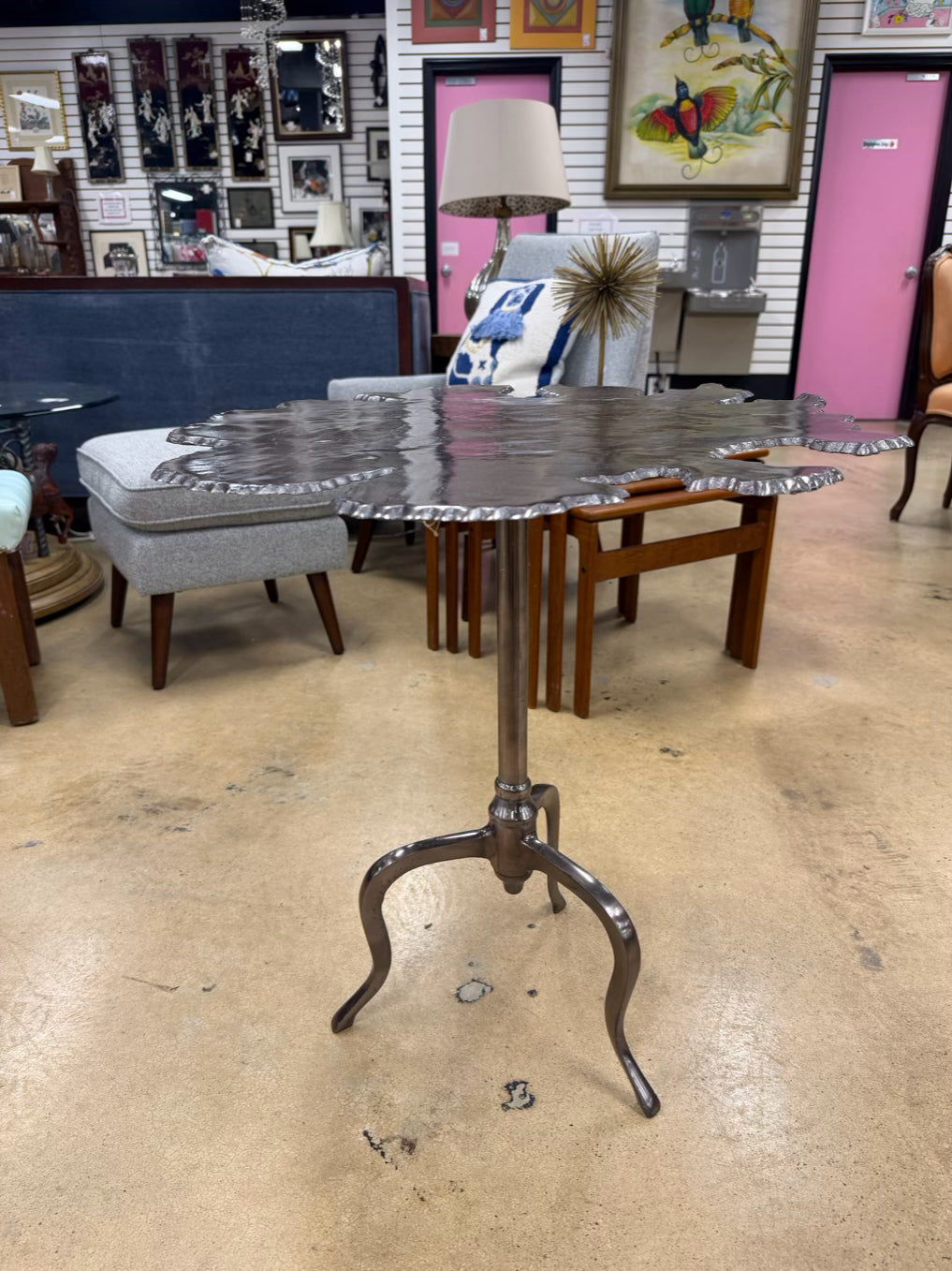 Silver Metal Occasional Table w/ Uneven edge