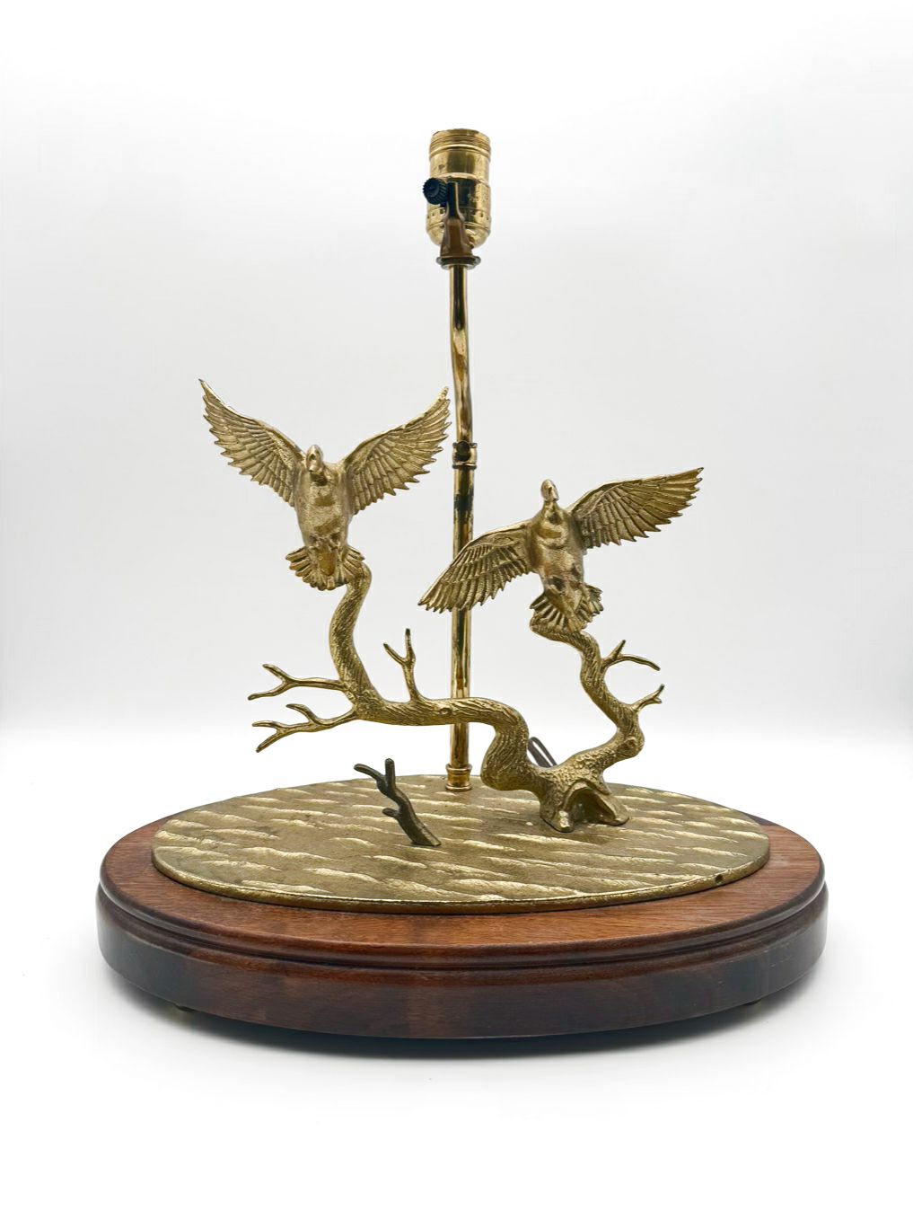 DONALD MCDONALD Brass Duck Lamp On Wood Base No Shade