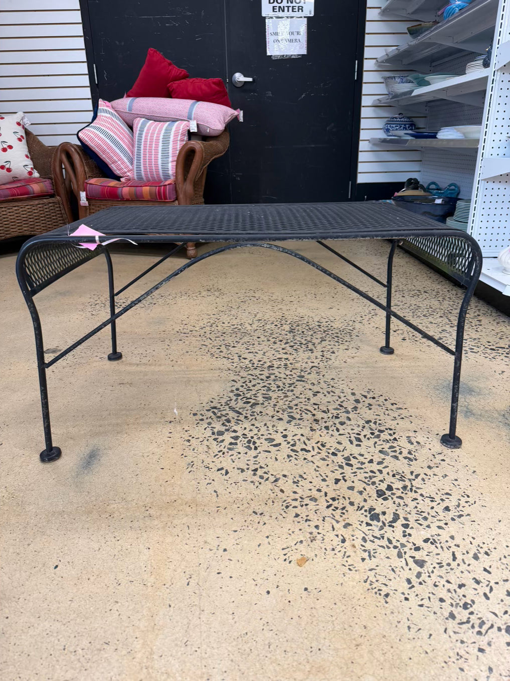 VINTAGE Black Wrought Iron Outdoor Coffee Table