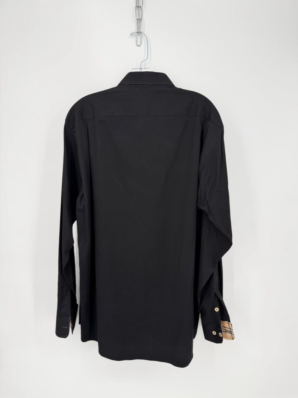 BURBERRY Nova Check Accents Size Men's L Black Long Sleeve Shirt