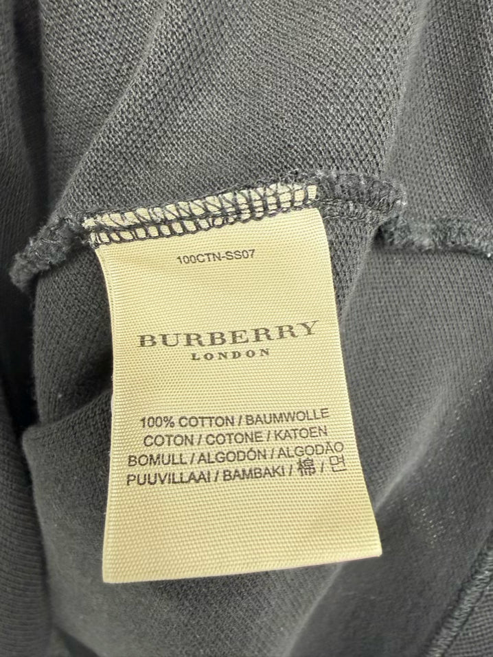 BURBERRY LONDON Nova Check Accent Size Men's L Black Short Sleeve Shirt