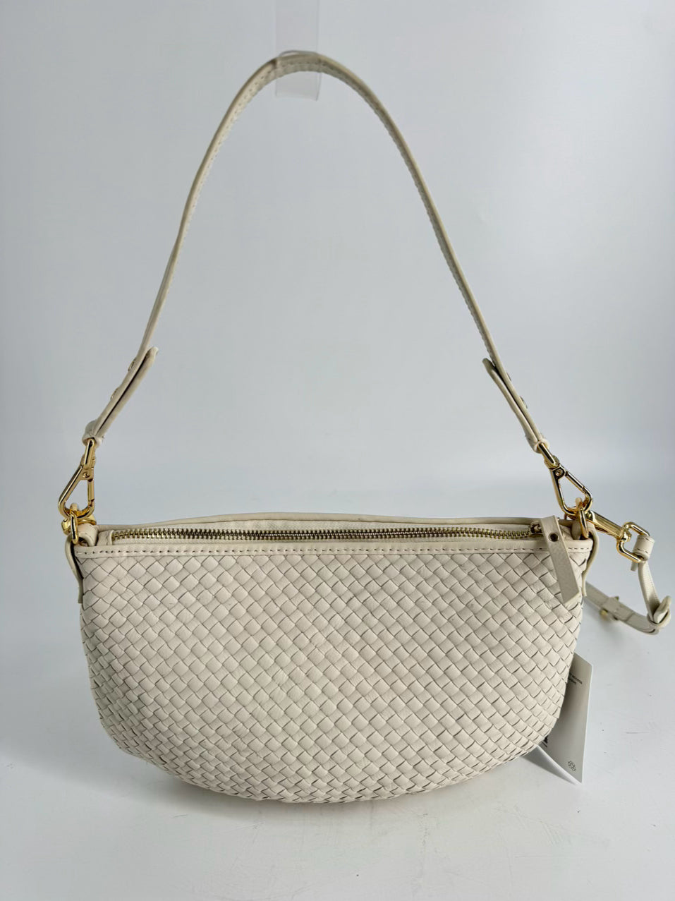 QUINCE Cream Woven Leather Crossbody Bag NWT