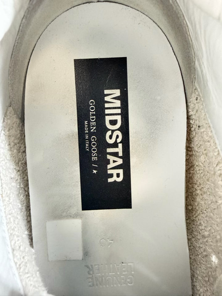 GOLDEN GOOSE Size 46 White & Gray Leather Sneakers