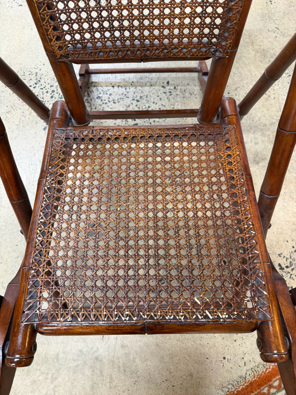 VINTAGE Wood & Cane Steamer Chair