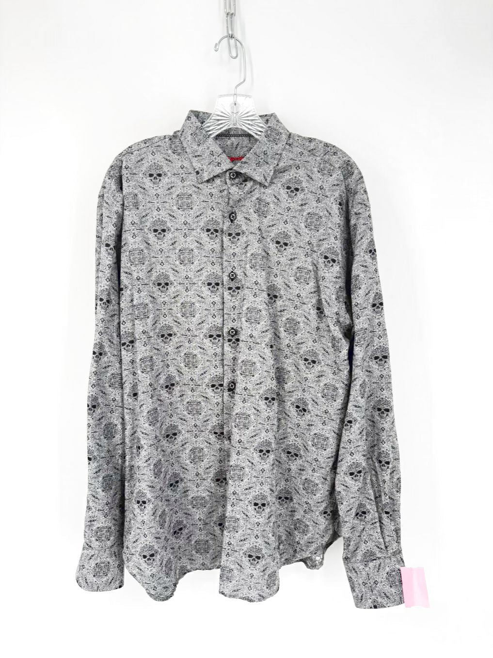 VISCONTI BLACK Size L Gray Print Long Sleeve Shirt