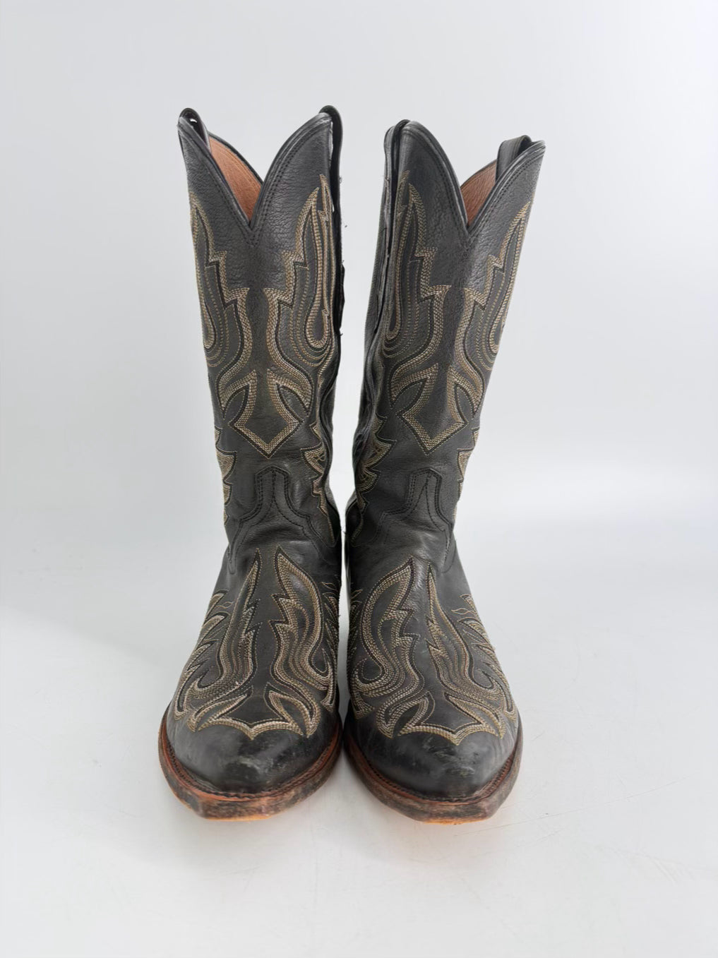 LUCHESSE Size Men's 9.5 Black & White Western Boots