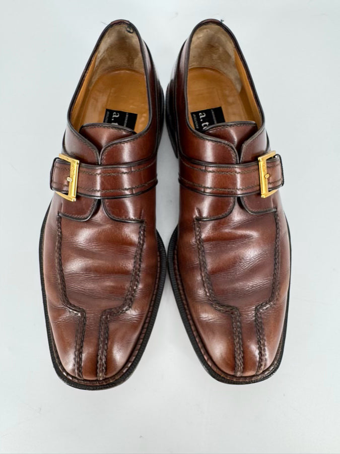 A. TESTONI Size 9 Cognac Leather Dress Shoes