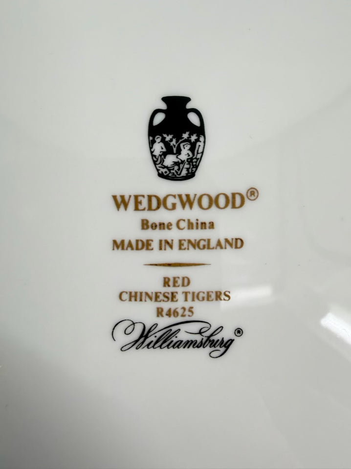 WEDGWOOD Red Chinese Tigers White & Orange Ceramic Dinnerware Setting For 9