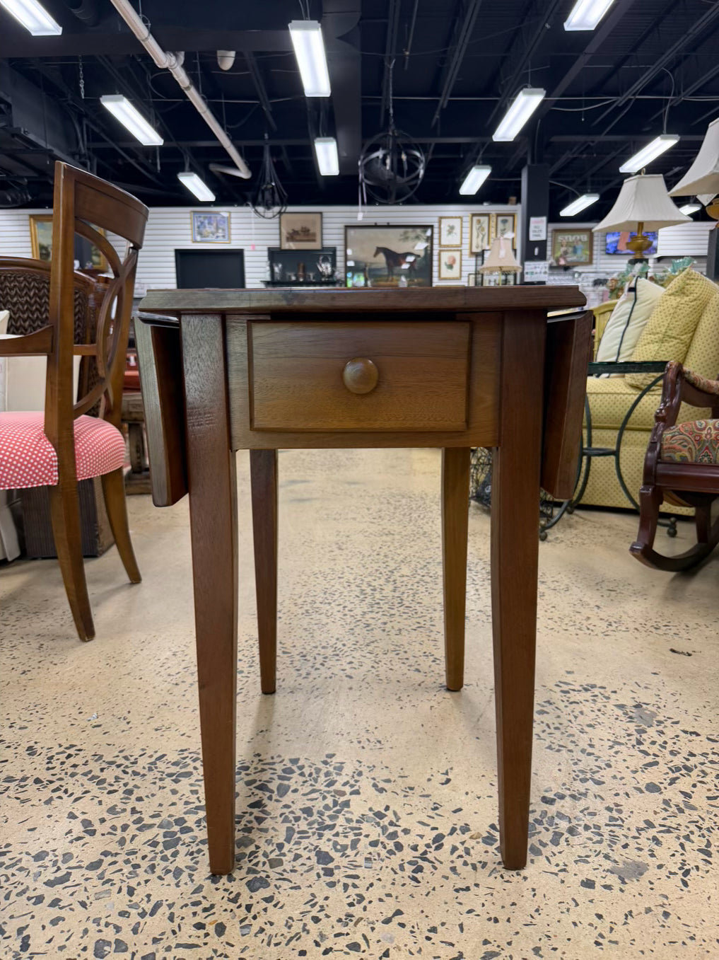 VINTAGE Light Pine Drop Leaf End Table