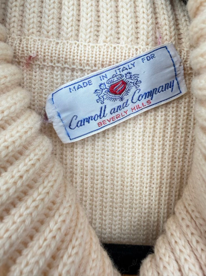 VINTAGE CARROLL AND COMPANY Men's Size XL Butter Wool Zip Up Cardigan