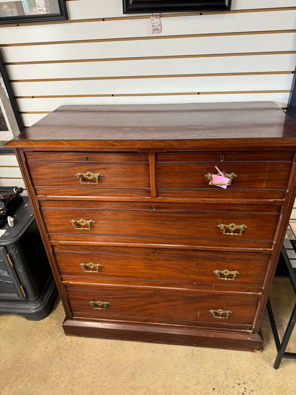 ANTIQUE Wood 5-Drawer Chest
