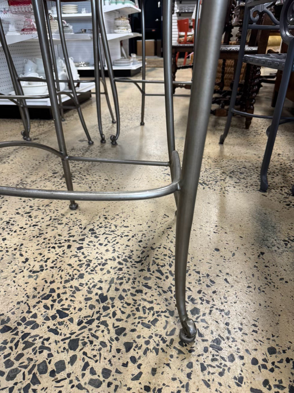 Gray Iron & Leather Set of 4 Barstools