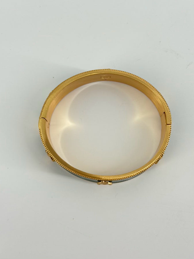 JULIE VOS 24K PLATED GOLD Green Bee Cuff Bracelet