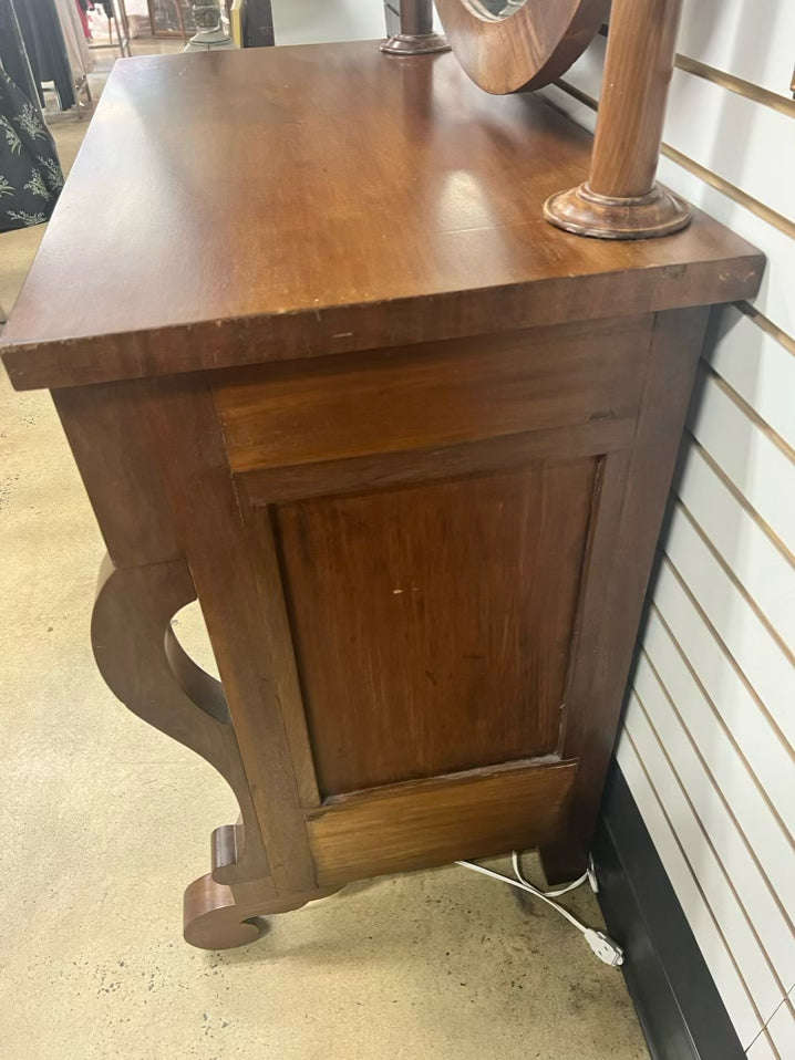 ANTIQUE Wood Empire Chest w/ Mirror